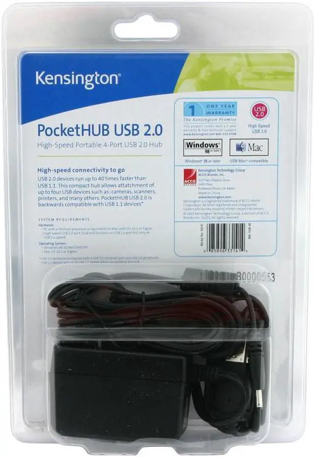 Alt view image 3 of 3 - Kensington 33141 PocketHub USB 2.0