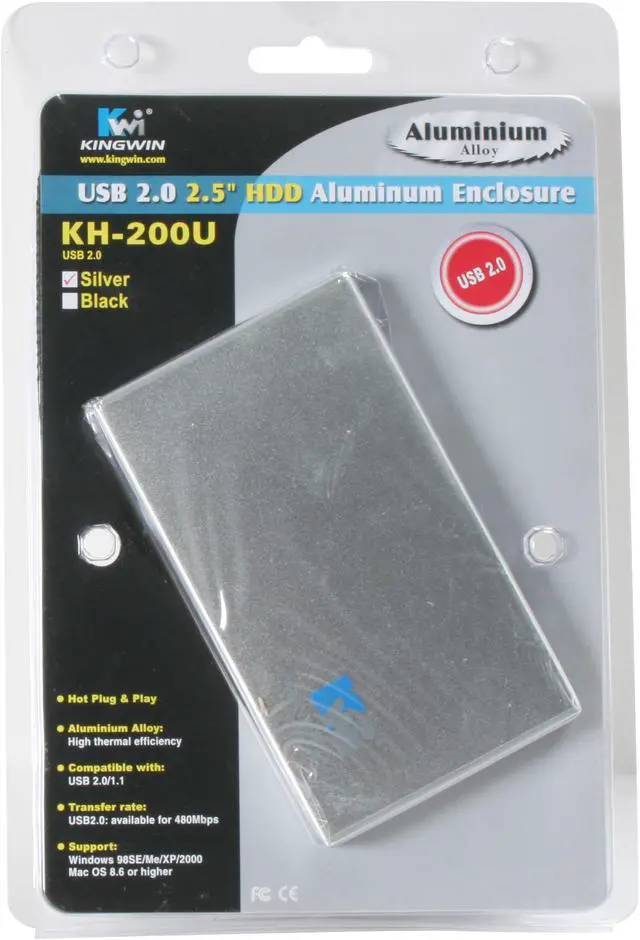 Alt view image 9 of 9 - KINGWIN KH-200U-S Aluminum 2.5" IDE USB 2.0 External Enclosure