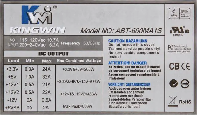 Alt view image 5 of 7 - KINGWIN Mach 1 ABT-600MA1S 600W ATX 12V Ver.2.2 SLI Certified CrossFire Ready Modular  Power Supply