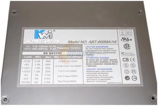 Alt view image 3 of 10 - KINGWIN ABT-600MA1W 600W ATX 12V Ver.2.2 SLI Certified CrossFire Ready Modular Power Supply