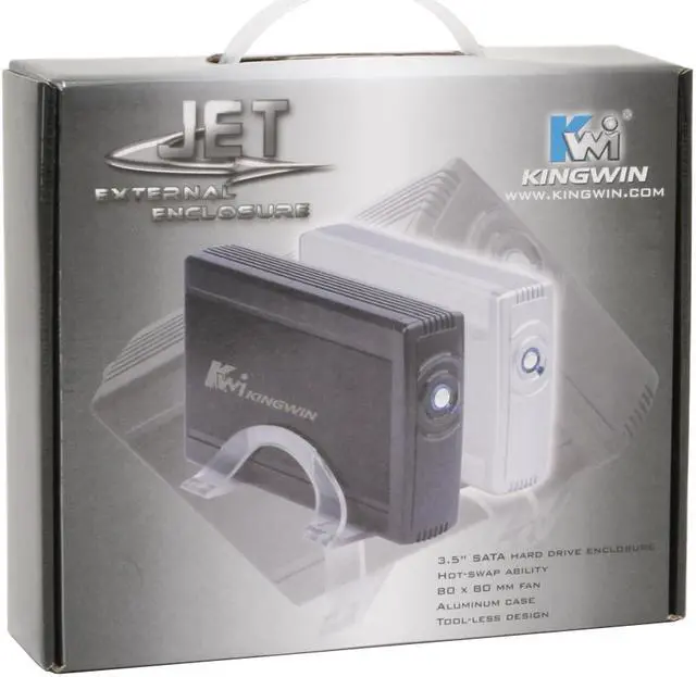 Alt view image 5 of 5 - KINGWIN JT-35EU-BK Aluminum 3.5" Black SATA USB 2.0 & eSATA External Enclosure & One Touch Back Up w/ Fan