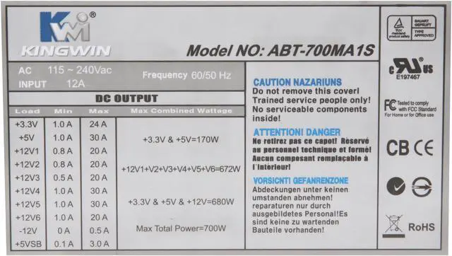 Alt view image 6 of 8 - KINGWIN Mach 1 ABT-700MA1S 700W ATX / BTX SLI Certified CrossFire Ready Modular Power Supply