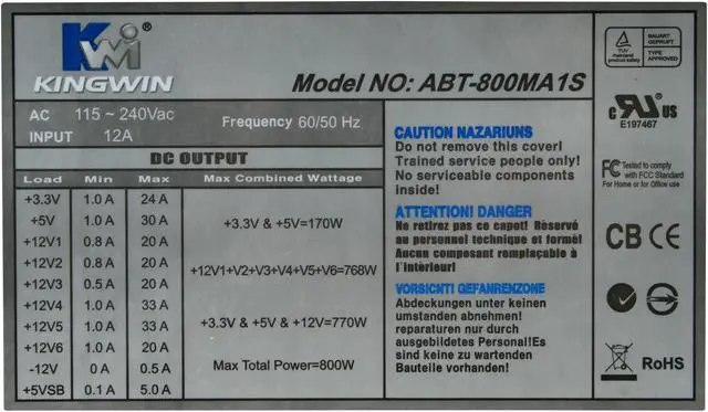 Alt view image 5 of 6 - KINGWIN Mach 1 ABT-800MA1S 800W ATX / BTX SLI Certified CrossFire Ready Modular Power Supply