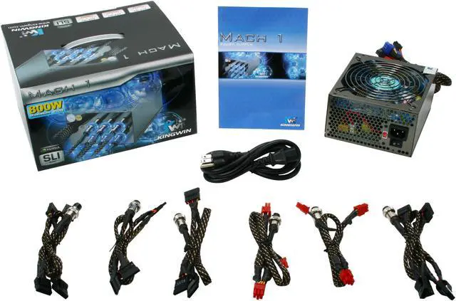 Alt view image 6 of 6 - KINGWIN Mach 1 ABT-800MA1S 800W ATX / BTX SLI Certified CrossFire Ready Modular Power Supply