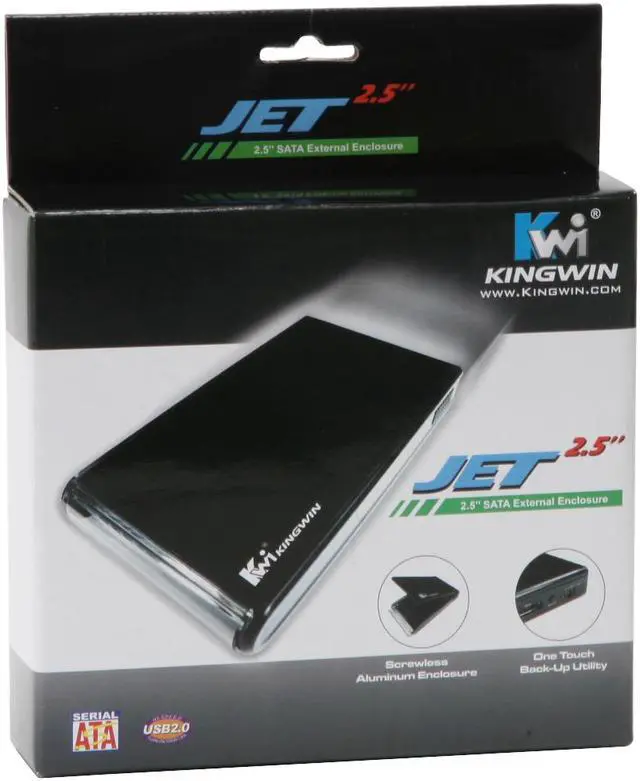 Alt view image 5 of 5 - KINGWIN JT-25EU-BK Aluminum 2.5" Black SATA USB 2.0 & eSATA External Enclosure