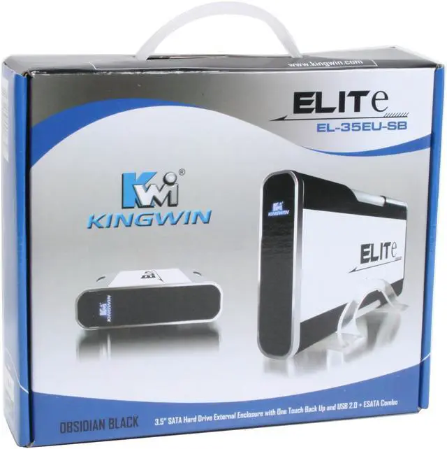 Alt view image 7 of 7 - KINGWIN EL-35EU-SB Aluminum 3.5" Silver w/ Black SATA USB 2.0 & eSATA External Enclosure