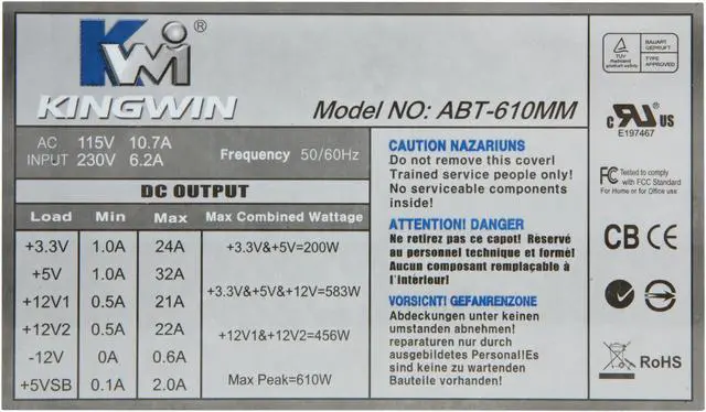 Alt view image 5 of 7 - KINGWIN ABT-610MM 610 W ATX 12V Ver2.2 SLI Ready CrossFire Ready Power Supply