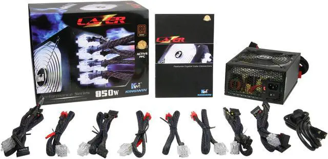 Alt view image 7 of 7 - KINGWIN Lazer LZ-850 850W Modular 80 PLUS BRONZE Certified Active PFC W/ 3-Way LED Switch and Universal Modular Connector Power Supply