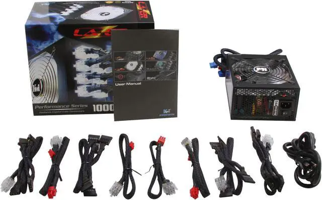 Alt view image 7 of 7 - KINGWIN Lazer LZ-1000 1000W Modular 80 PLUS BRONZE Certified Active PFC W/ 3-Way LED Switch and Universal Modular Connector Power Supply