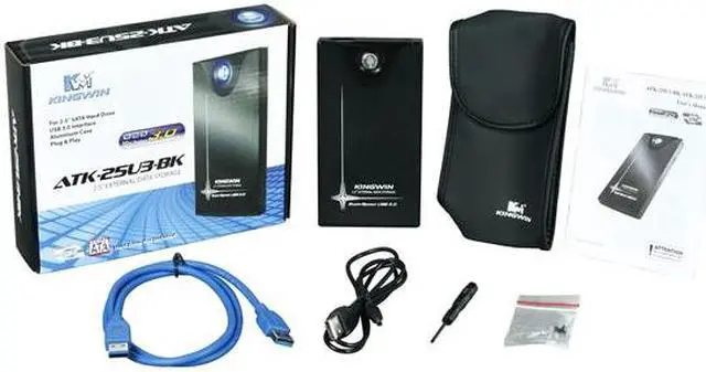 Alt view image 6 of 6 - KINGWIN ATK-25U3-BK Aluminum 2.5" Black SATA I/II USB 3.0 External Enclosure