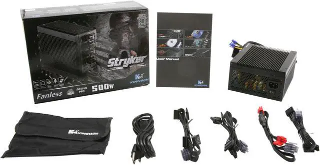 Alt view image 7 of 7 - KINGWIN STR-500 500 W ATX 12V v2.2, EPS 12V v2.91 and SSI EPS 12V v2.92 SLI Ready 80 PLUS PLATINUM Certified Modular Active PFC Stryker Fanless Power Supply