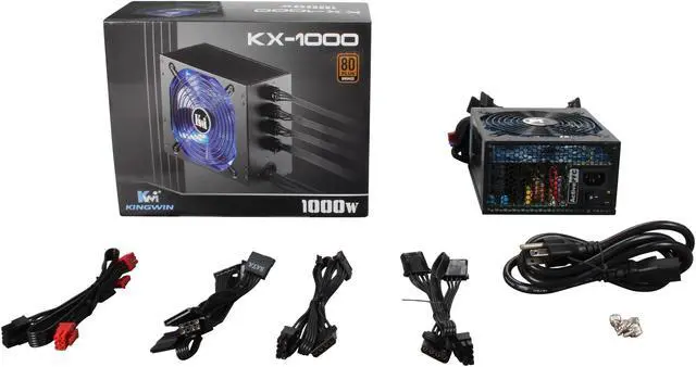 Alt view image 7 of 7 - KINGWIN KX-1000 1000 W ATX 12V v2.2, EPS 12V v2.91, and SSI EPS 12V v2.92 SLI Ready CrossFire Ready 80 PLUS BRONZE Certified Modular Active PFC Power Supply
