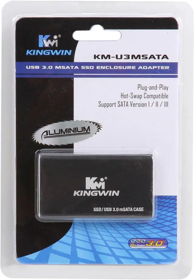 Alt view image 6 of 6 - KINGWIN KM-U3MSATA Aluminum Black mSATA USB 3.0 SSD Enclosure Adapter