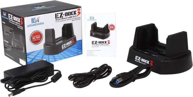 Alt view image 7 of 7 - KINGWIN EZD-2537U3 Plastic 2.5" & 3.5" Black SATA I/II/III USB 3.0 SuperSpeed USB 3.0 Dual-Bay SATA Drive Docking Station