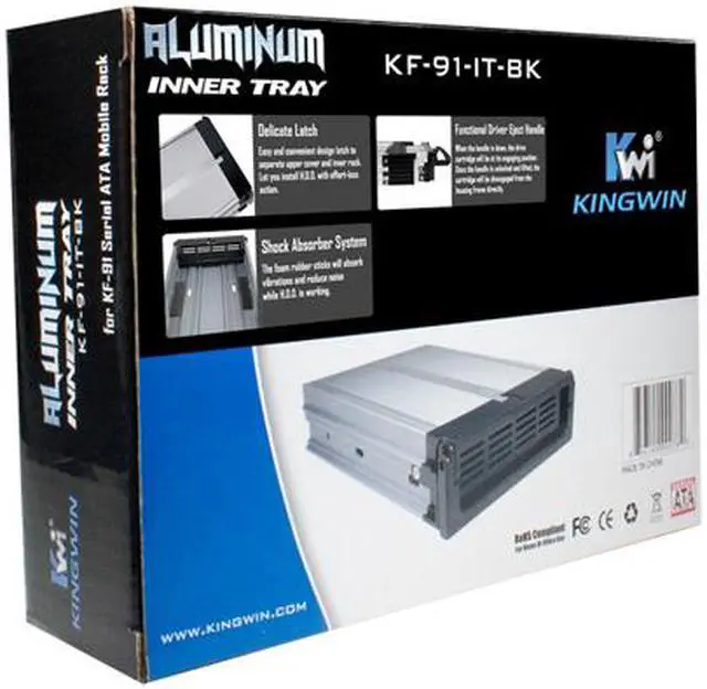Alt view image 3 of 4 - KINGWIN KF-91-IT-BK SATA HDD Aluminum Mobile Rack Tray
