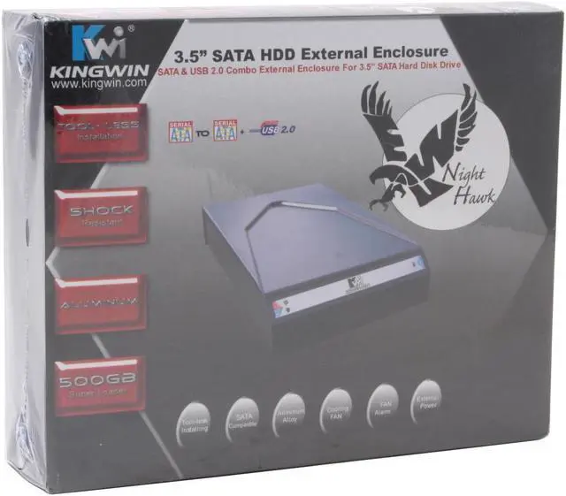 Alt view image 5 of 5 - KINGWIN TL-35CS Aluminum alloy 3.5" SATA USB & eSATA Black External Enclosure