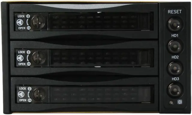 Alt view image 2 of 7 - iStarUSA BPU-230SATA-BPL 2 x 5.25" to 3 x 3.5" SAS / SATA 6.0 Gbps Hot-Swap Cage - Lockable