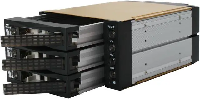 Alt view image 3 of 7 - iStarUSA BPU-230SATA-BPL 2 x 5.25" to 3 x 3.5" SAS / SATA 6.0 Gbps Hot-Swap Cage - Lockable
