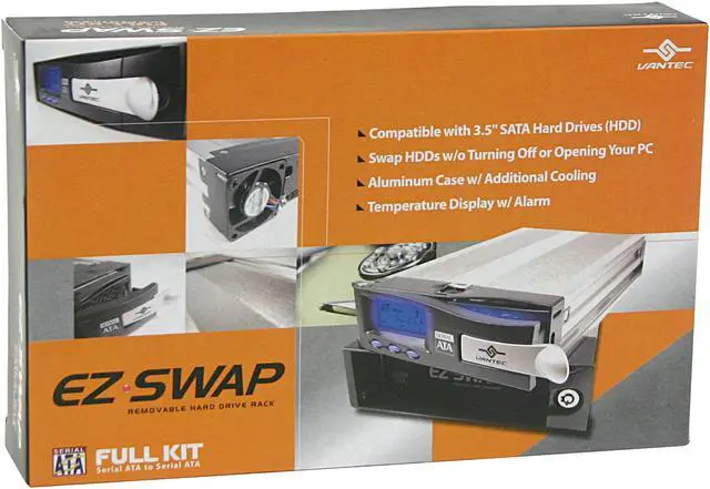 Alt view image 4 of 4 - VANTEC MRK-200ST-BK EZ Swap 3.5" SATA Removeable Hard drive rack Kit, with LCD display