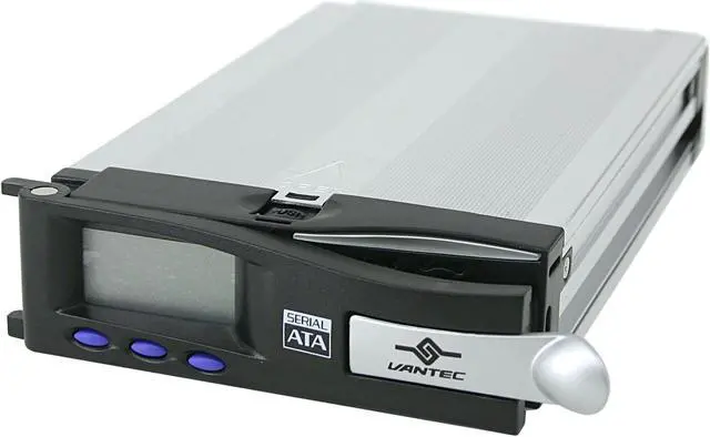 Main image of Vantec EZ Swap Internal Cartridge for 3.5" Aluminum Removable SATA Hard Drive Mobile Rack With LCD and Fan - Model MRK-200ST-BK*C