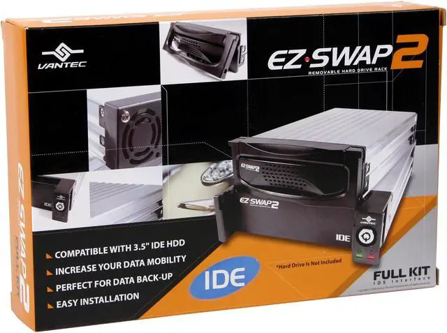 Alt view image 5 of 5 - Vantec EZ Swap 2 3.5" Aluminum Removable IDE Hard Drive Mobile Rack With Key and Fan - Model MRK-300FD-BK