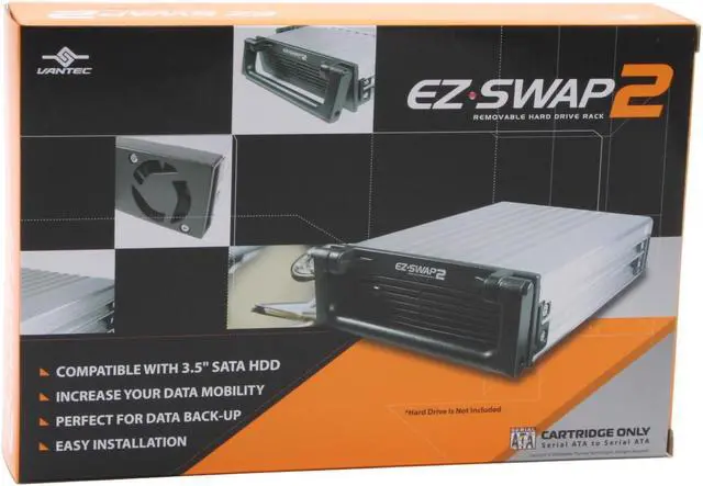 Alt view image 4 of 4 - Vantec EZ Swap 2  Internal Cartridge for 3.5" Aluminum Removable SATA Hard Drive Mobile Rack with Key and Fan - Model MRK-300ST-BK*C