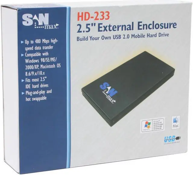 Alt view image 5 of 5 - SanMax HD-233 Aluminum 2.5" IDE USB 2.0 External Enclosure