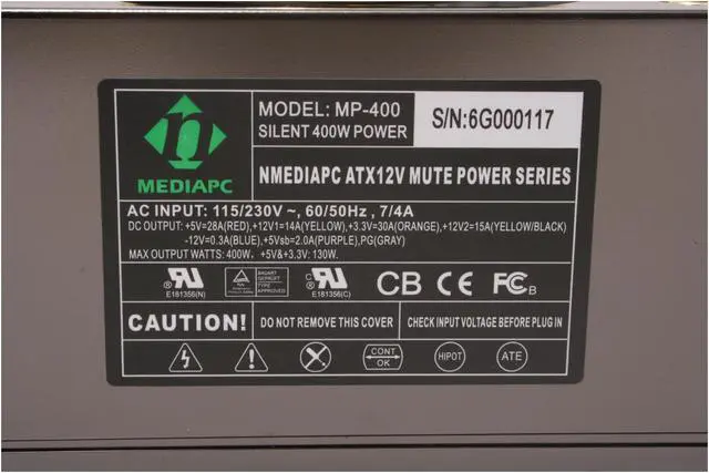 Alt view image 4 of 8 - nMEDIAPC Mute Power MP-400 400 W ATX12V Power Supply