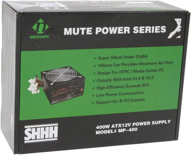 Alt view image 8 of 8 - nMEDIAPC Mute Power MP-400 400 W ATX12V Power Supply
