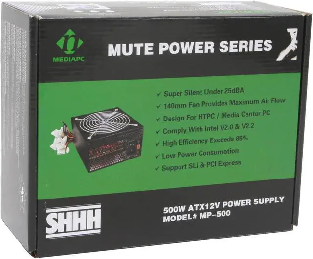 Alt view image 9 of 9 - nMEDIAPC Mute Power MP-500 500 W ATX12V Power Supply