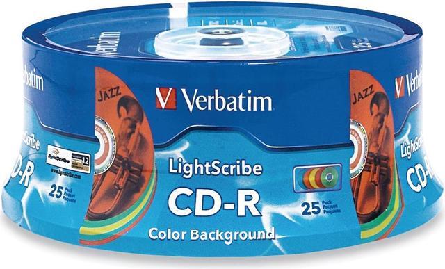 Main image of Verbatim 700MB 52X CD-R LightScribe in Color Background 25 Packs Disc w/ 5 Colors Cake Box