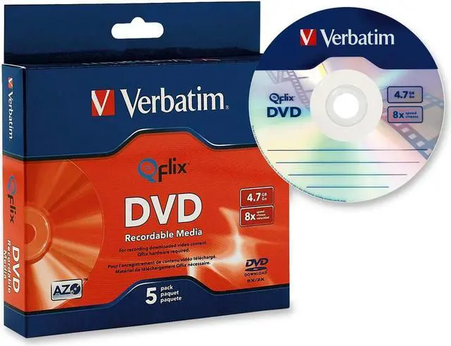 Main image of Verbatim 4.7GB 8X DVD-R 5 Packs Slim Jewel Case Qflix Media Model 96747