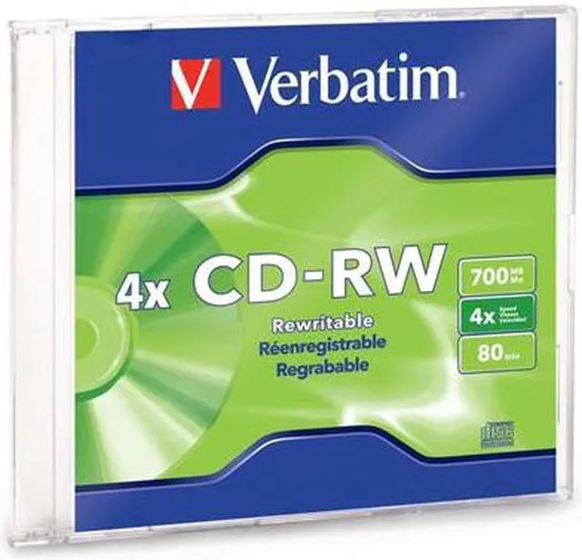 Main image of Verbatim 700MB 4X CD-RW Single Slim Jewel Case Disc Model 95117