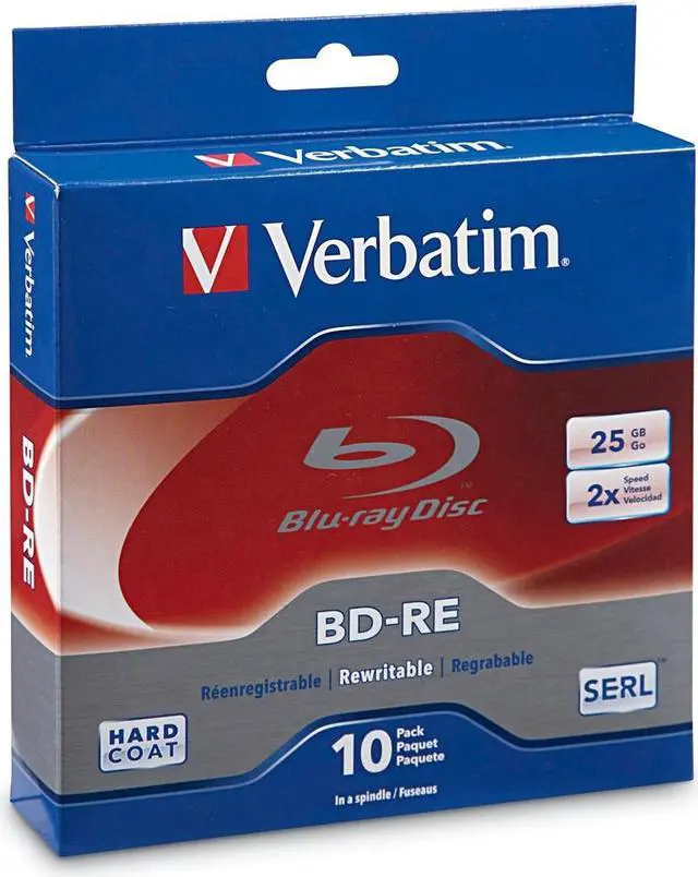 Main image of Verbatim 25GB 2X BD-RE 10 Packs Spindle Disc Model 96921