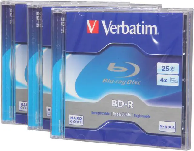 Main image of Verbatim 25GB 4X BD-R 3 Packs Jewel Case Disc Model 96928