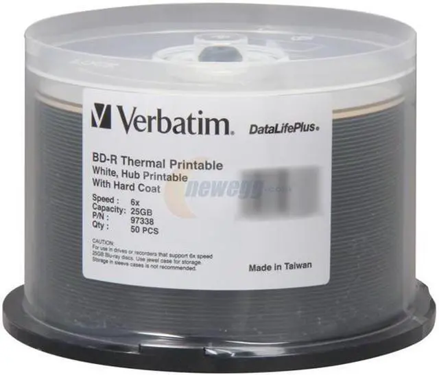 Alt view image 2 of 2 - Verbatim 25GB 6X BD-R Thermal Printable 50 Packs Spindle Disc Model 97338