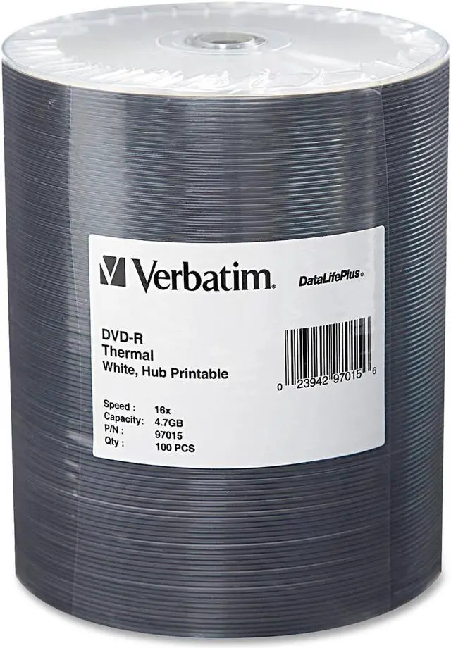 Alt view image 2 of 2 - Verbatim DataLifePlus 4.7GB 16X DVD-R 100 Packs Wrap Media Model 97015