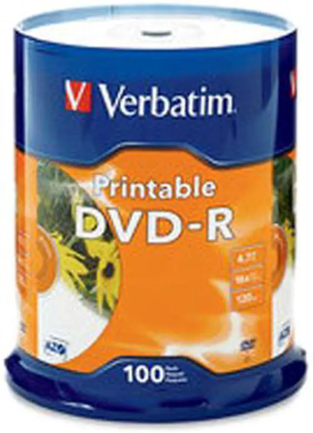 Alt view image 2 of 2 - Verbatim 4.7GB 16X DVD-R Inkjet Printable 100 Packs Disc Model 95153