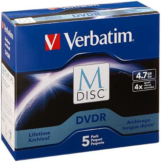 Verbatim M-Disc DVD-R 4.7GB 4X with Branded Surface - 5pk Jewel