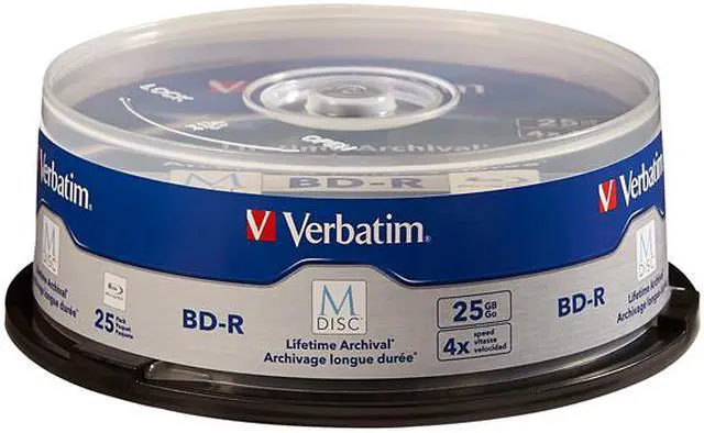 Alt view image 2 of 2 - Verbatim M-DISC BD-R 25GB 4X with Branded Surface - 25pk Spindle  Model 98909