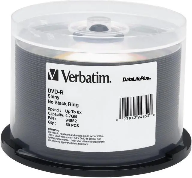 Main image of Verbatim DataLifePlus 4.7GB 8X DVD-R 50 Packs Spindle Disc Model 94852