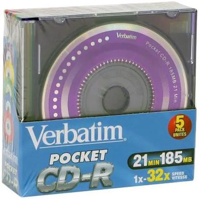Main image of Verbatim 185MB 32X CD-R 5 Packs Slim Jewel Case Disc Model 94334