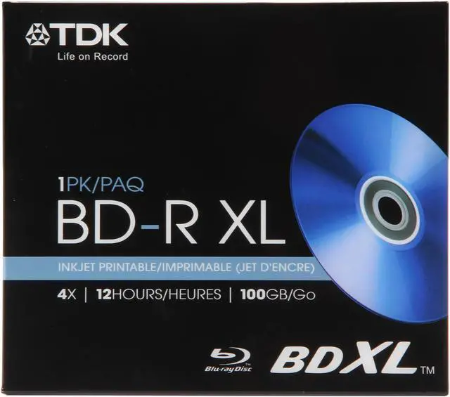 Main image of TDK 100GB 4X BD-XL Inkjet Printable Single Jewel Case Disc Model 61928