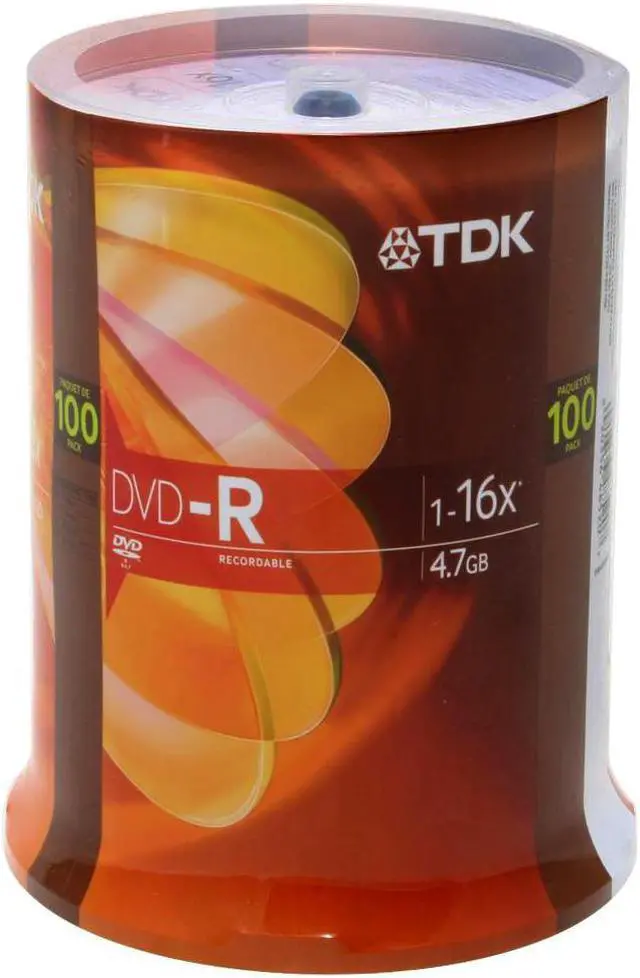 Main image of TDK 4.7GB 16X DVD-R 100 Packs Spindle Disc Model DVD-R47FCB100OLD