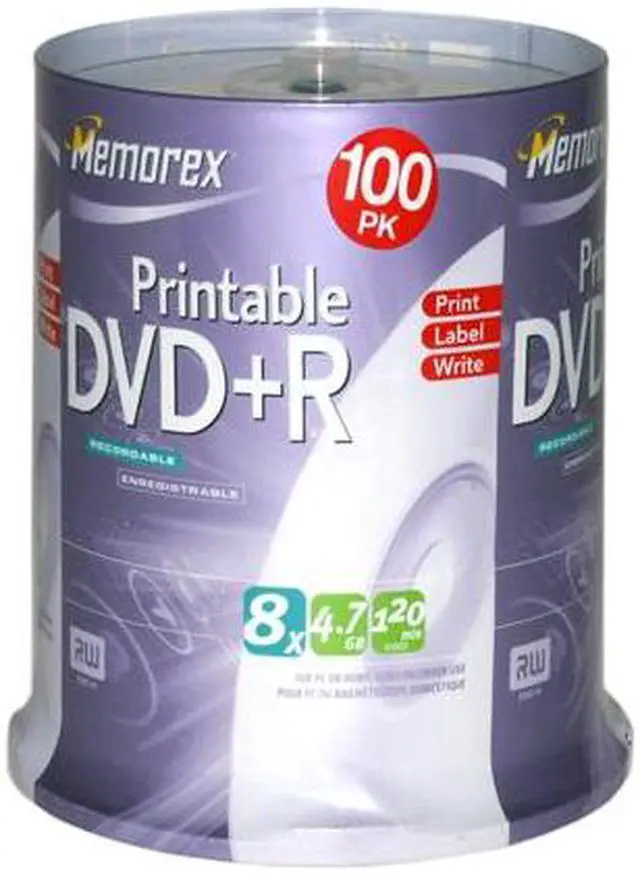 Main image of memorex 4.7GB 8X DVD+R Printable 100 Packs Spindle Disc Model 32024747