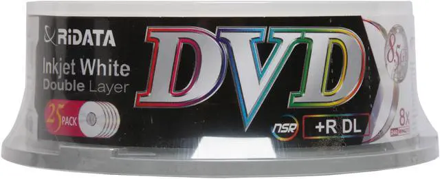 Main image of RiDATA 8.5GB 8X DVD+R DL Inkjet White Hub Printable (non stacking ring) 25 Packs Spindle Disc Model DRD+858-RDIWN-CB25