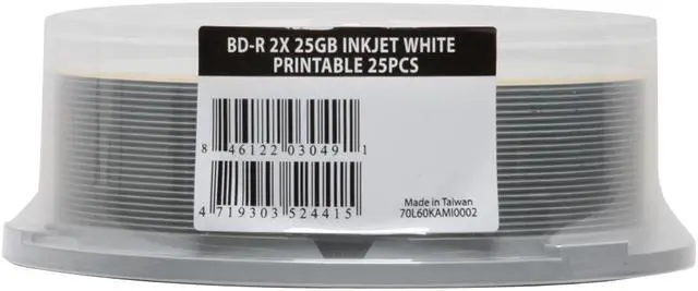 Main image of RiDATA 25GB 2X BD-R Inkjet Printable 25 Packs Spindle Disc Model BDR-252-IWCB25