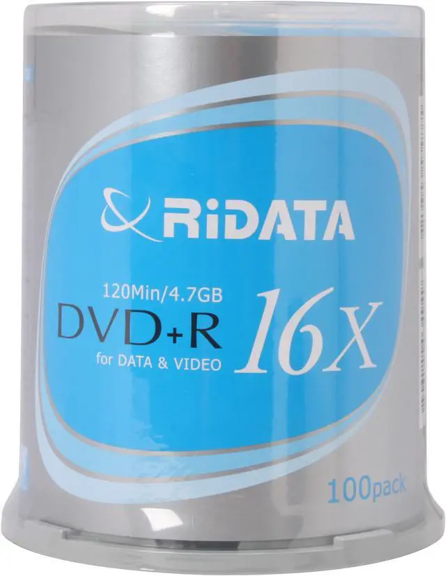 Main image of RiDATA 4.7GB 16X DVD+R 100 Packs Spindle Disc Model DRD+4716-RDCB100E - OEM