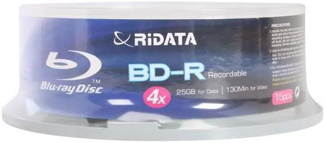 Main image of RiDATA 25GB 4X BD-R 15 Packs Spindle Ridata logo Disc Model BDR-254-RDCB15