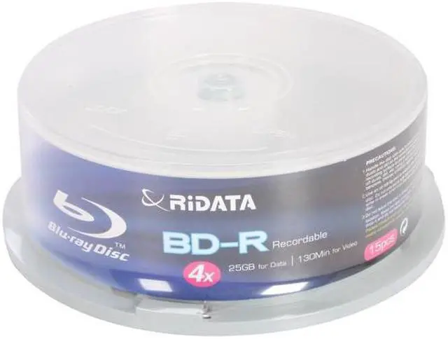 Alt view image 2 of 2 - RiDATA 25GB 4X BD-R 15 Packs Spindle Ridata logo Disc Model BDR-254-RDCB15